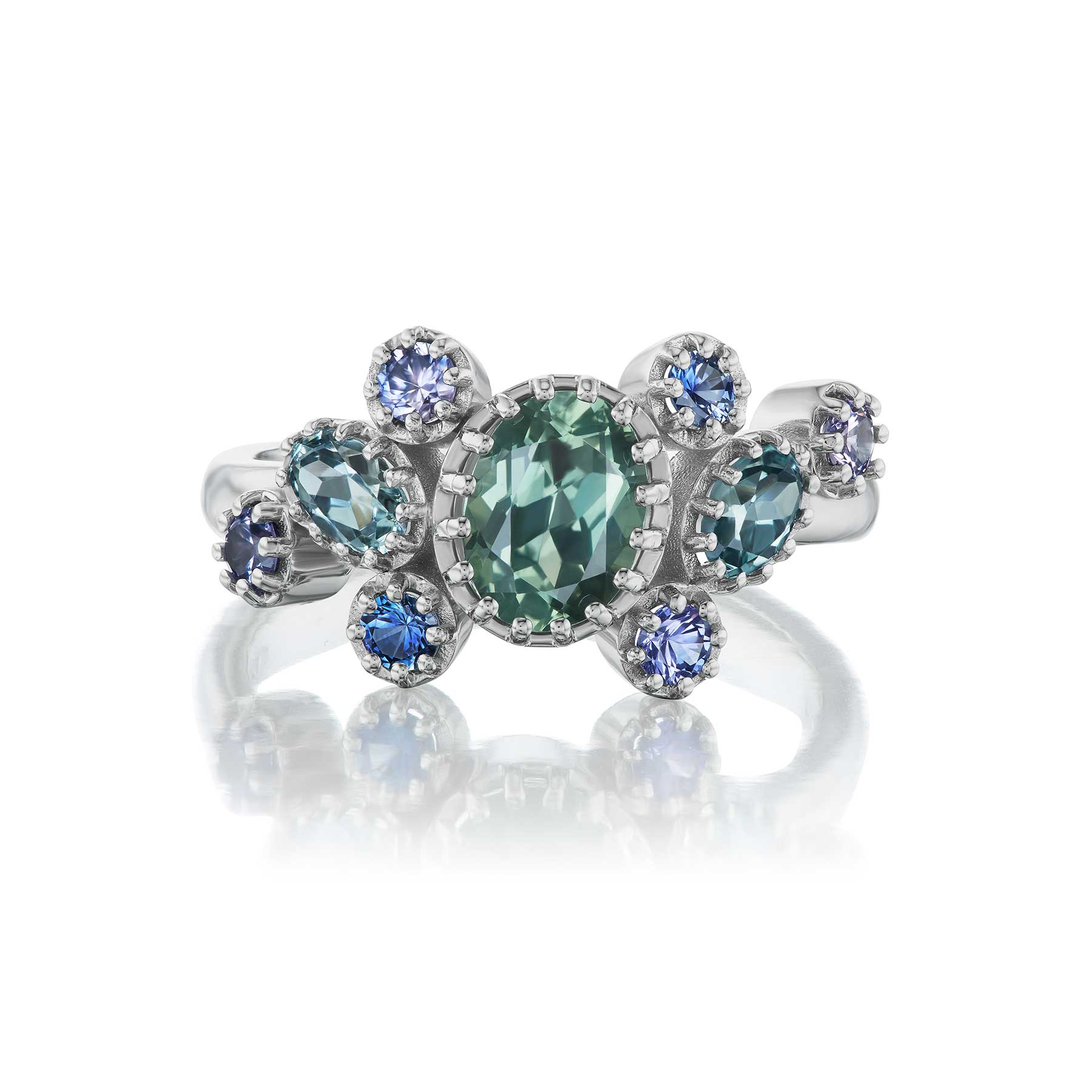 Sapphire and Platinum Engagement Ring