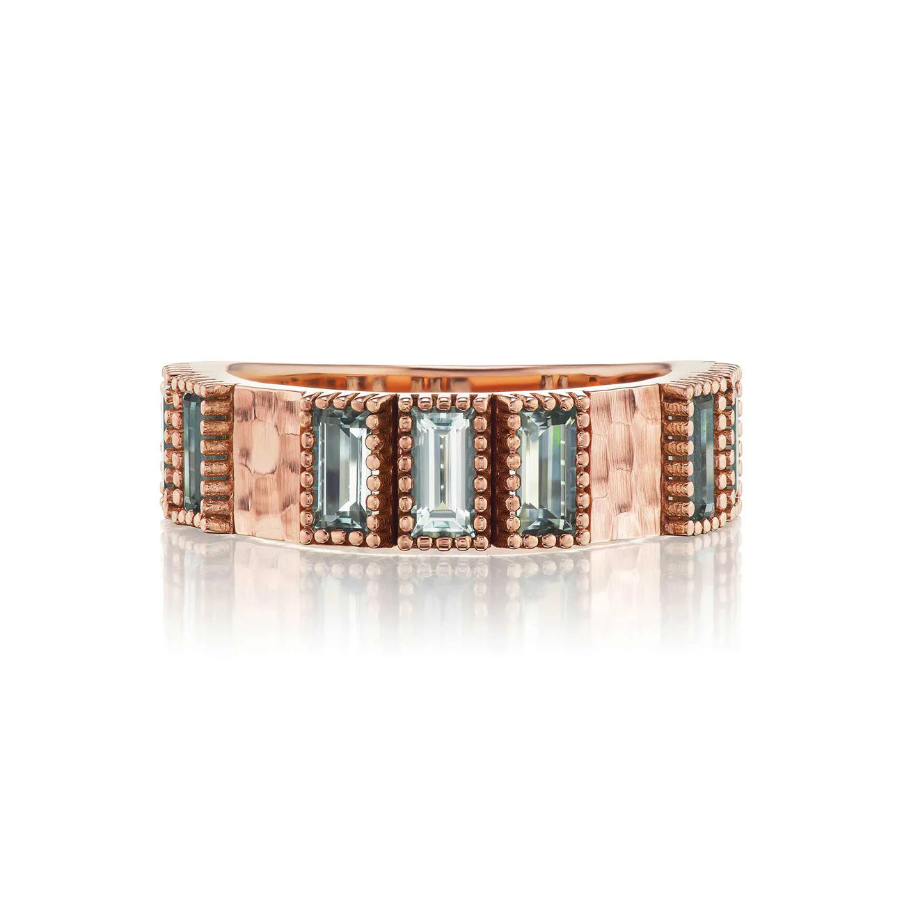 Rose Gold and Montana Sapphire Baguette Band