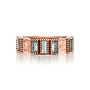 Rose Gold and Montana Sapphire Baguette Band