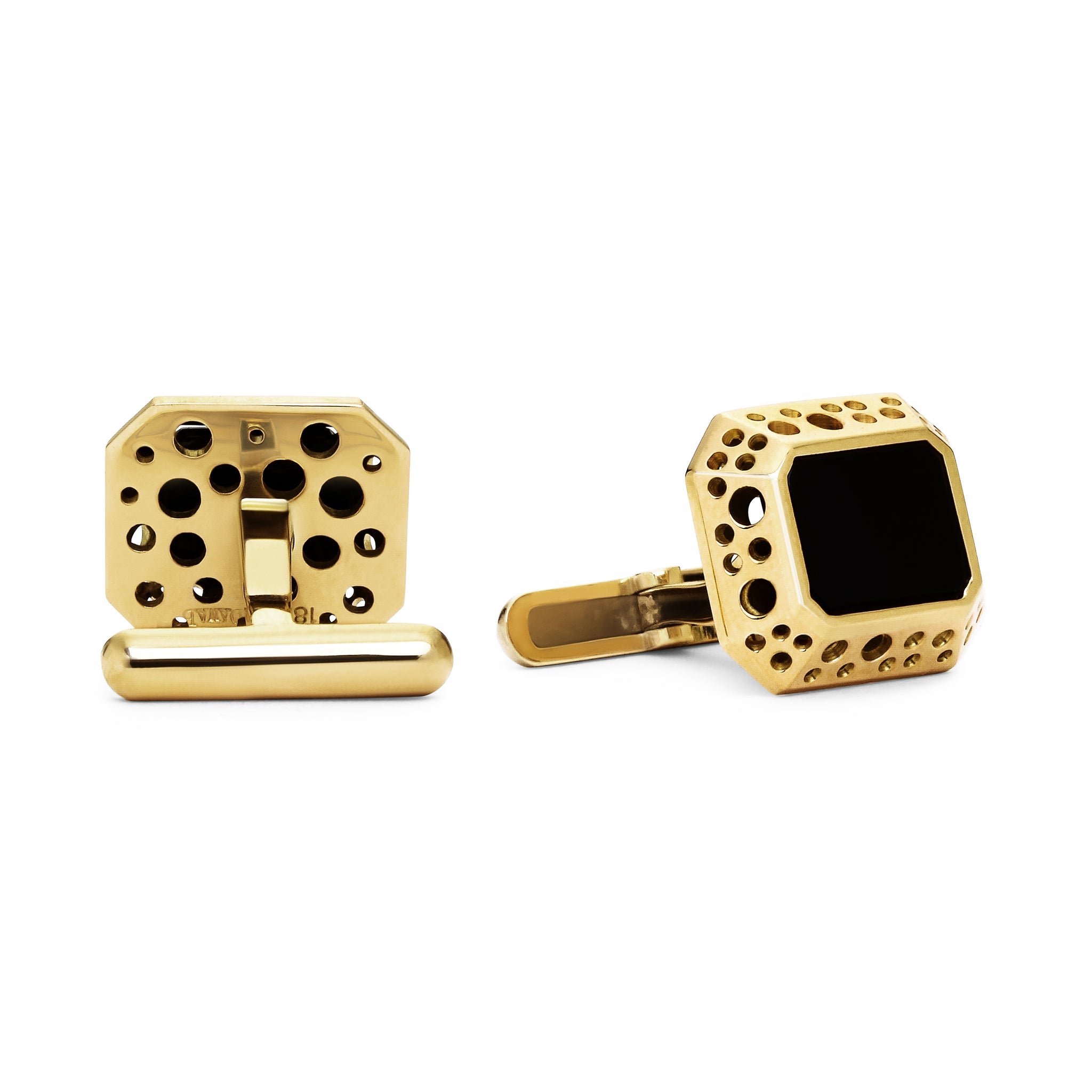 Oculus Emerald-Shape Onyx Cufflinks 18K Yellow Gold