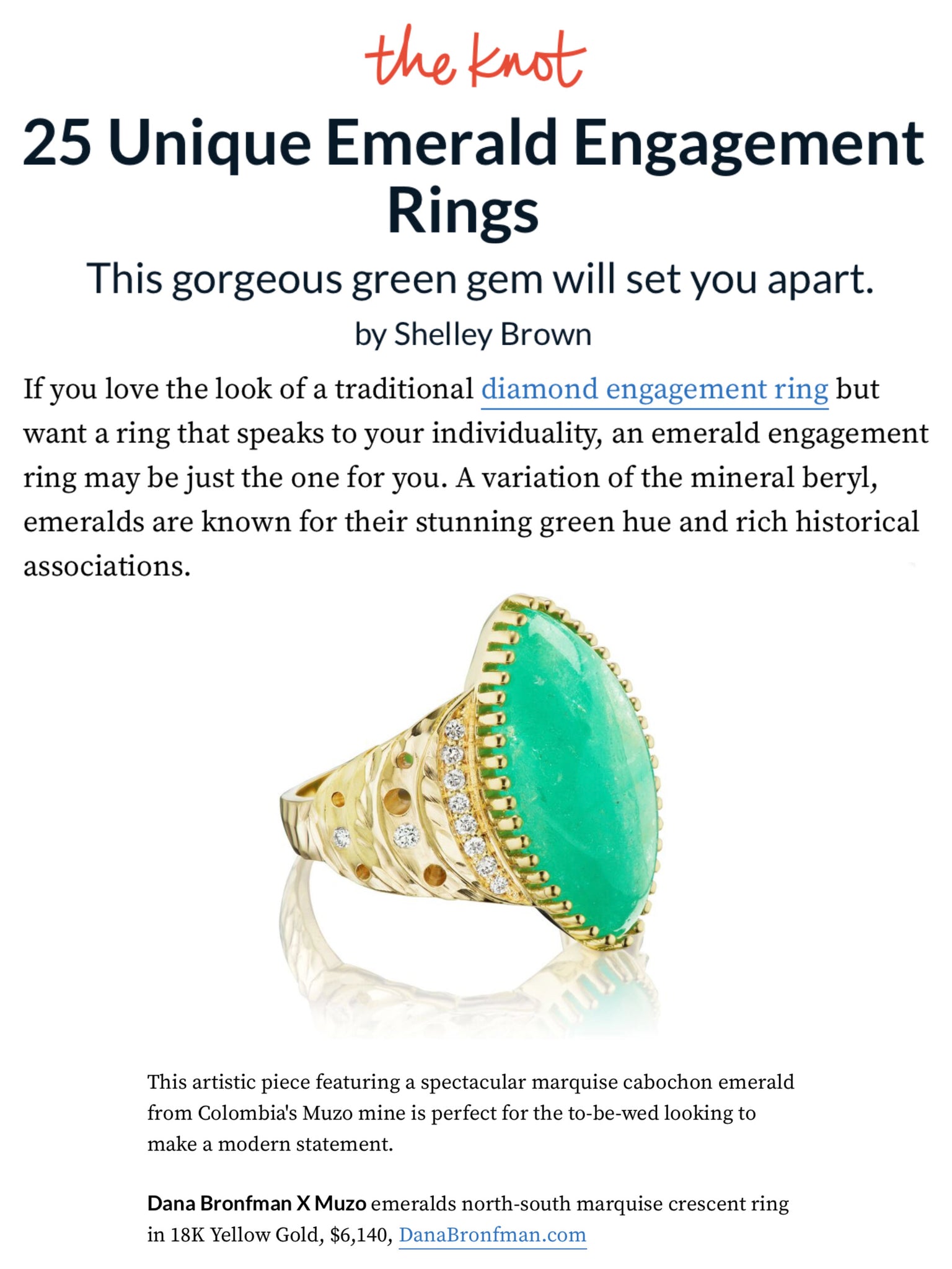 Dana Bronfman Emerald Engagement Ring Featured on theknot.com