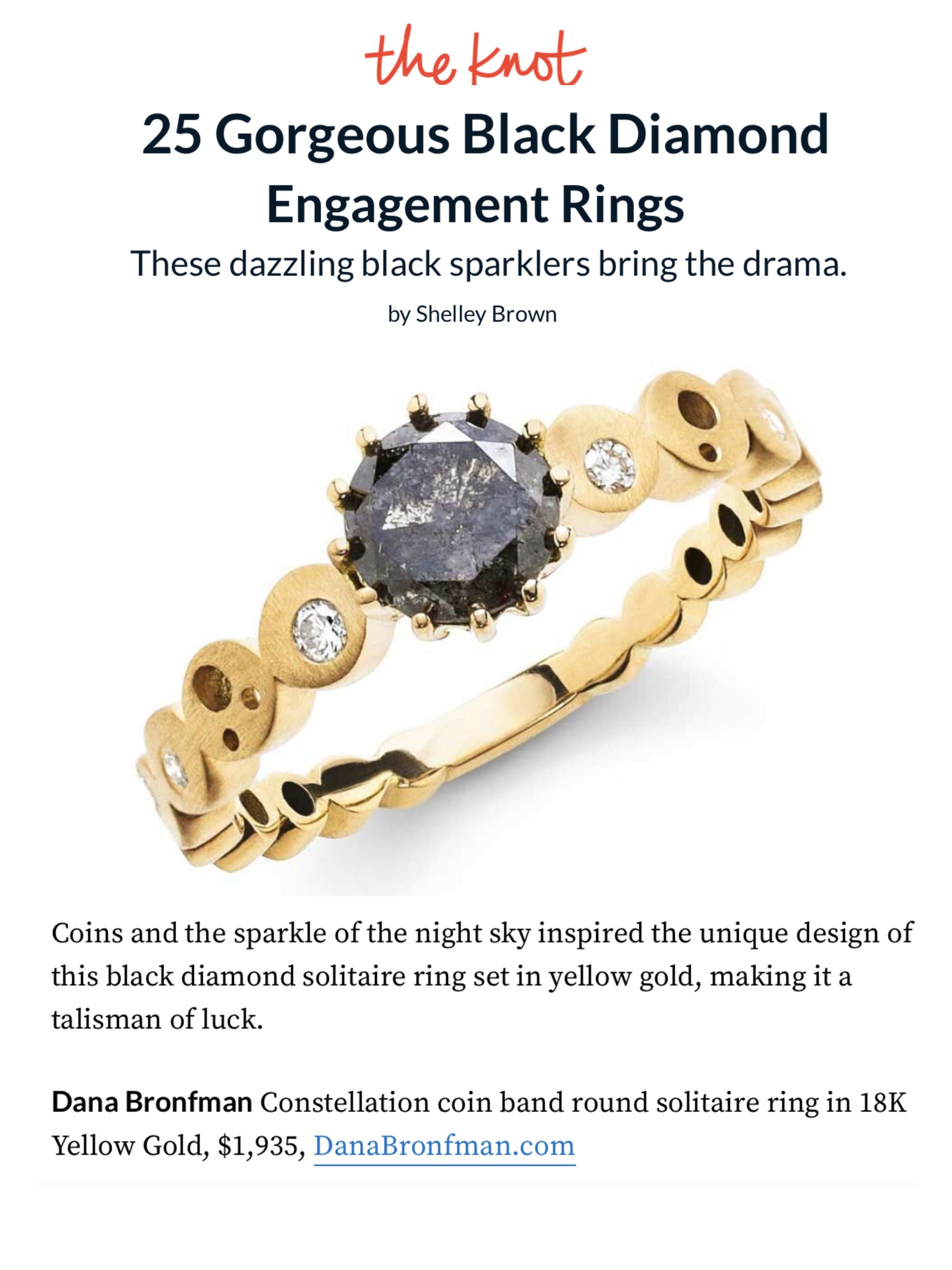 Dana Bronfman Black Diamond Engagement Ring Featured on theknot.com