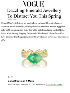 Dana Bronfman Emerald Crown Ring Featured in British Vogue