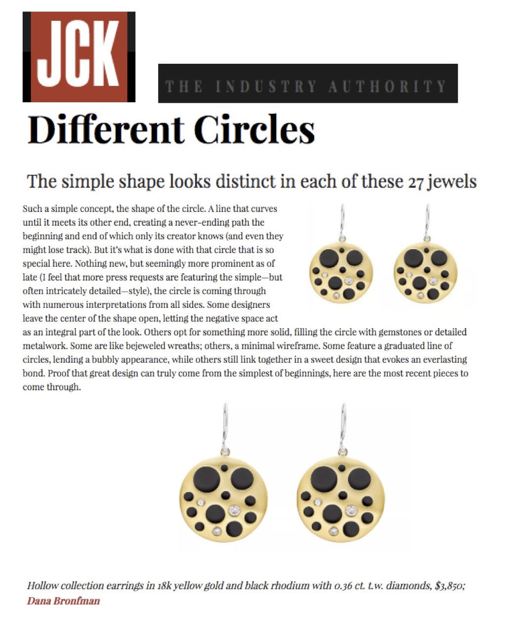 Diamond Hollow Coin Earrings featured on JCK Online
