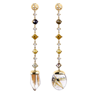 Mismatched Quartz & Diamond Drop Earrings featured on JCK Online