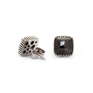 Medium Pyramidal Rose Cut Grey Diamond Studs