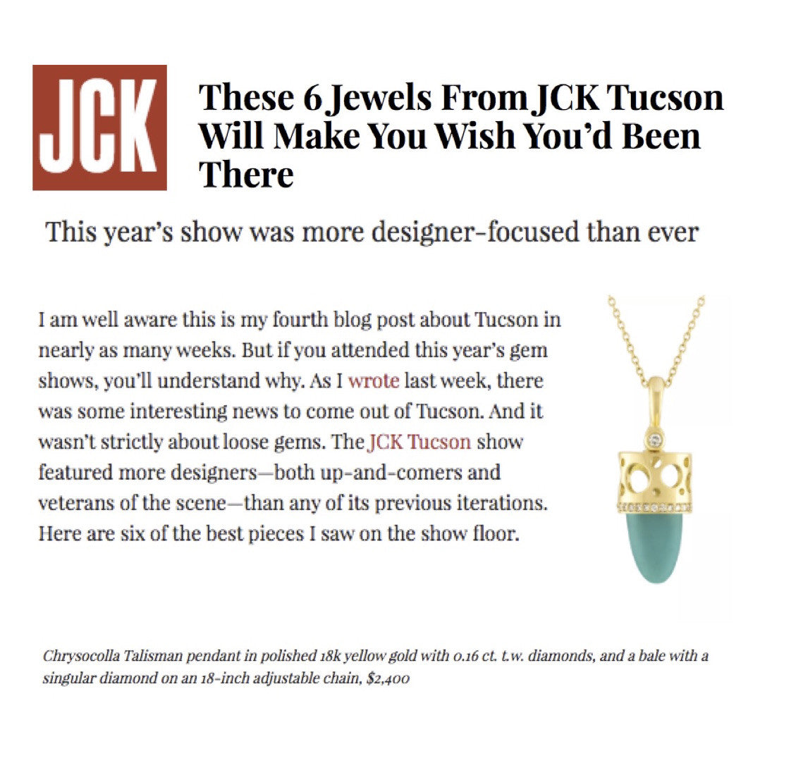 Chrysocolla Talisman Pendant featured on JCK Online