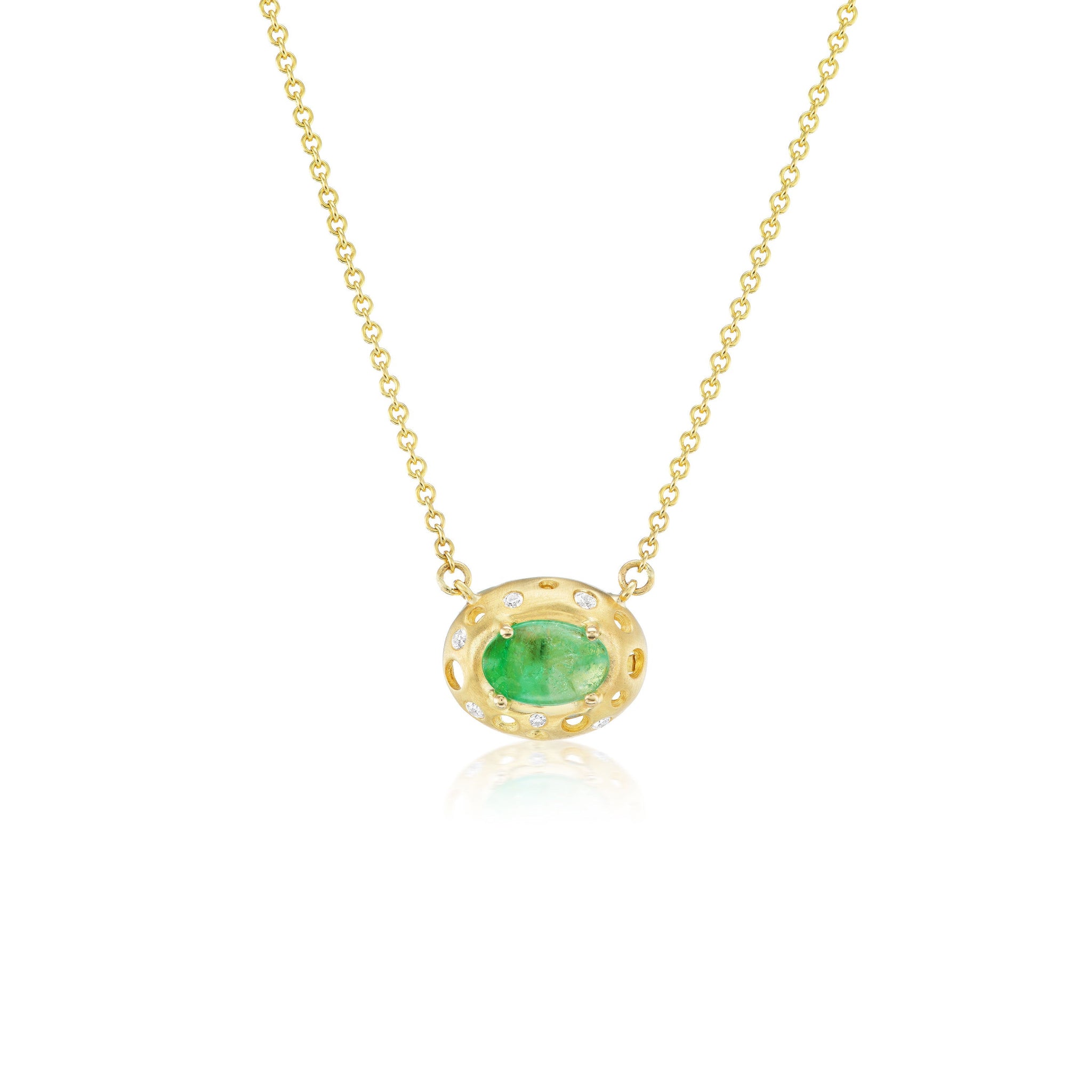East-West Emerald Oculus Chubby Bezel Necklace