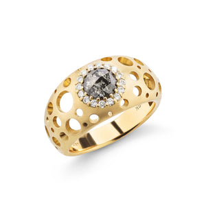 Oculus Halo Band with Rose Cut Round Natural Black Diamond