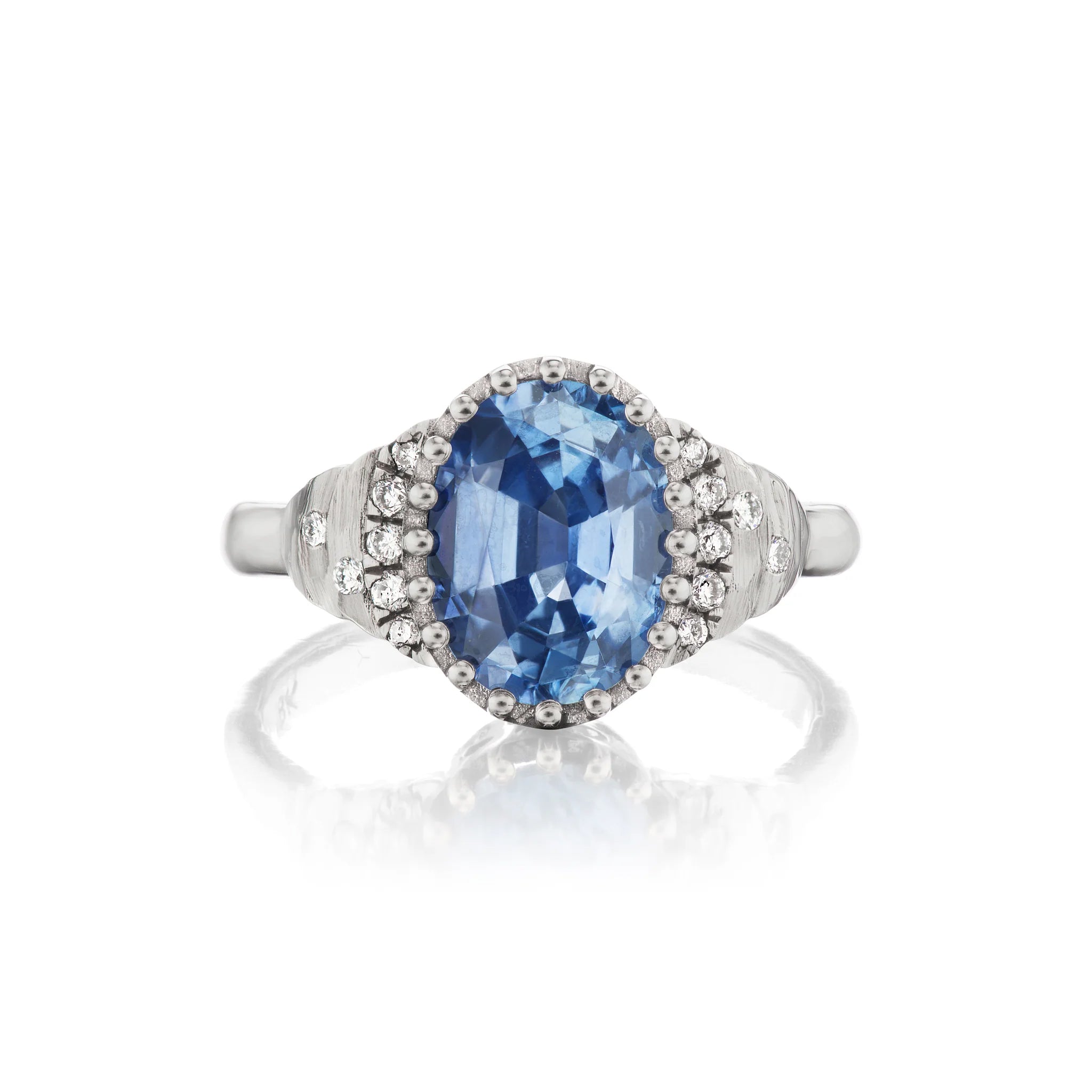 Oval Steps Ring with Light Blue Sapphire