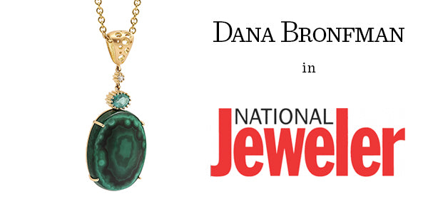 Dana Bronfman Malachite & Emerald Moving Drop Pendant Featured in The National Jeweler Online