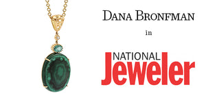 Dana Bronfman Malachite & Emerald Moving Drop Pendant Featured in The National Jeweler Online