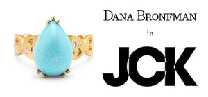 Pear-Shaped Sleeping Beauty Turquoise & Coin Band Ring featured in JCK Online