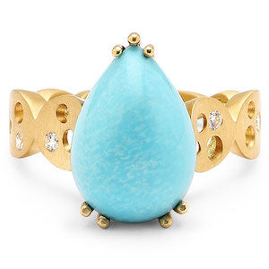 Pear-Shaped Sleeping Beauty Turquoise & Coin Band Ring in Britt's Picks on JCK Online