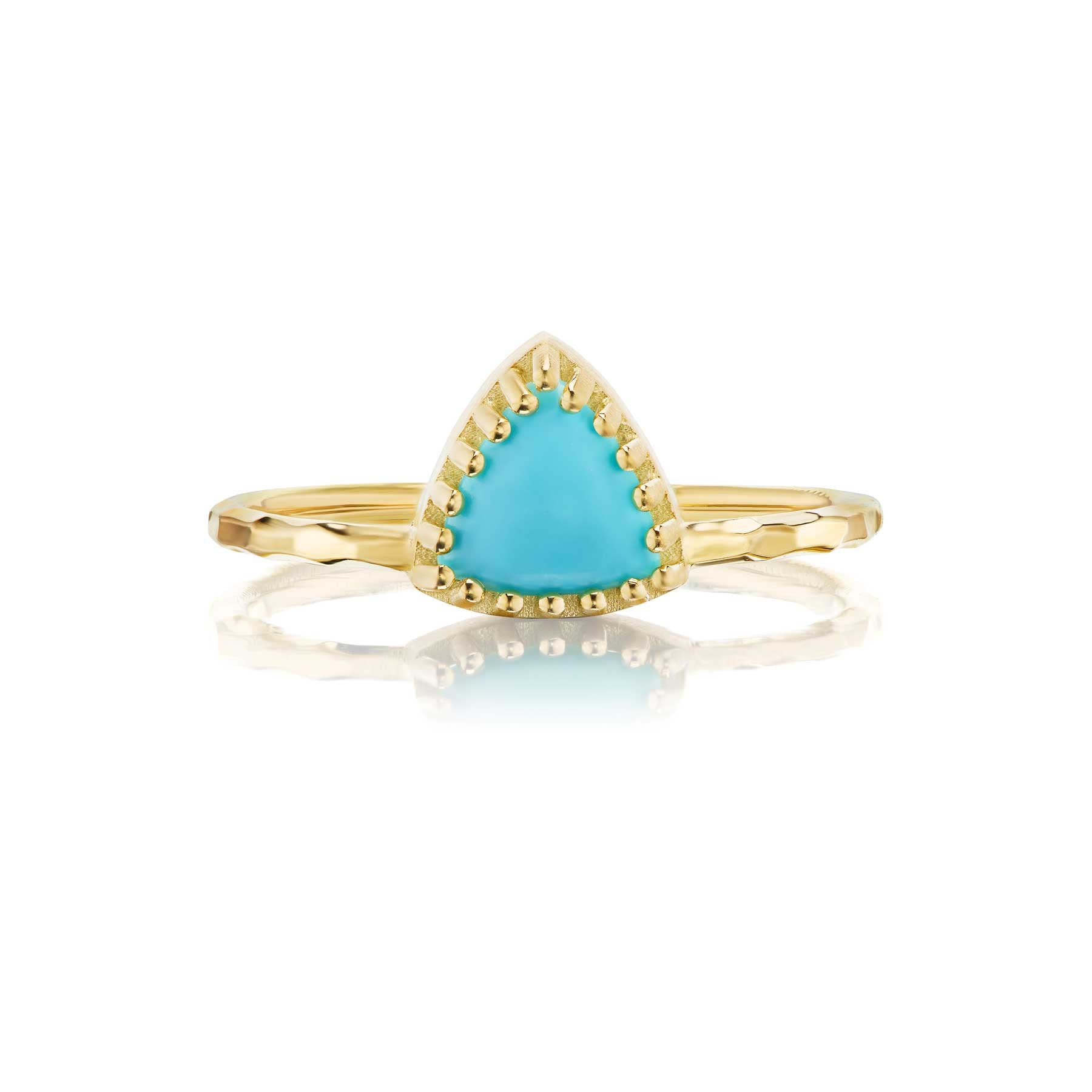 Triangle Turquoise Pronged Bezel Solitaire Ring