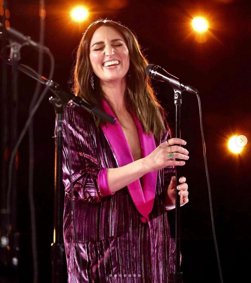 Sara Bareilles wearing Dana Bronfman X @muzo_official Emeralds