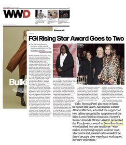Dana Bronfman Fashion Group International Rising Star Award Win featured in WWD