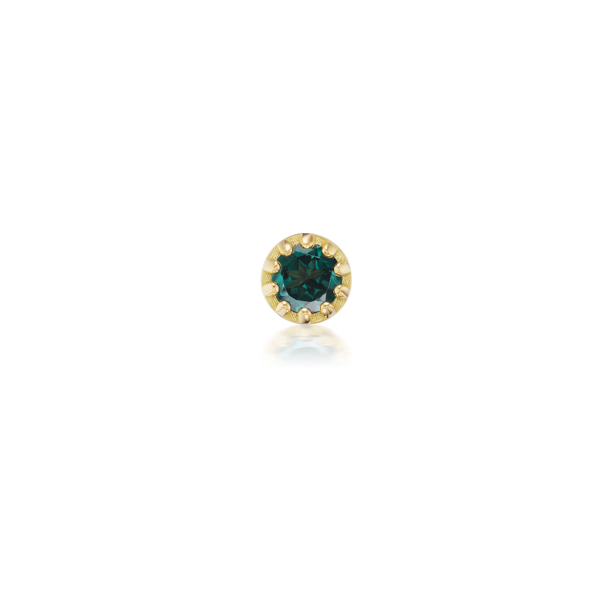 Single Small Green Garnet Pronged Bezel Stud