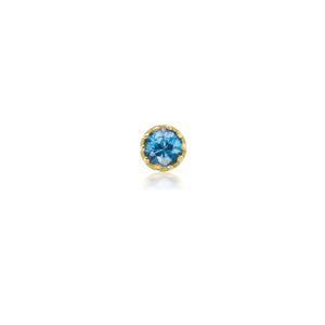 Single Small Blue Sapphire Pronged Bezel Stud