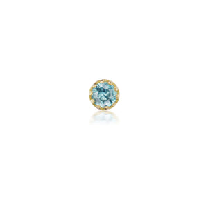 Single Small Light Blue Sapphire Pronged Bezel Stud