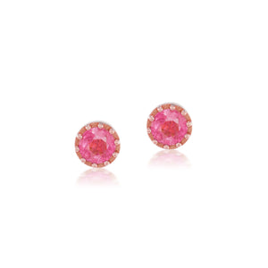 Small Pink Tourmaline Pronged Bezel Studs