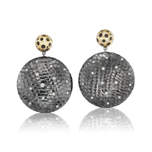 Oversized Starry Night Disco Drop Earrings with Hollow Dome Top Earrings