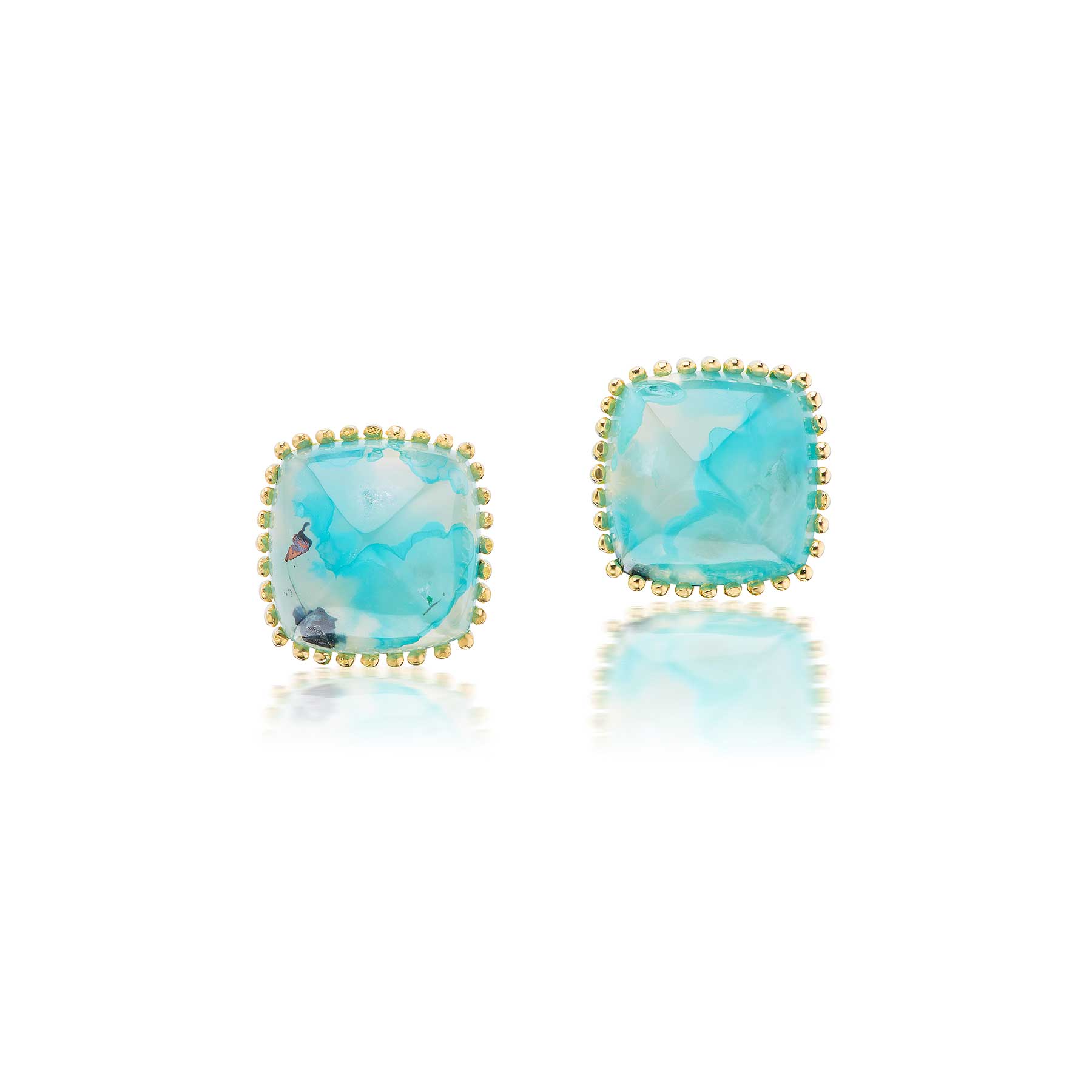 Sugarloaf Stud Earrings with Chrysocolla