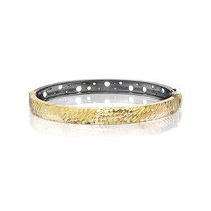 Shadow and Sun Concave Hammered and Oculus Oval Hinged Bangle