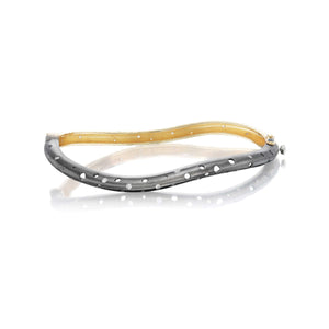 Sun and Shadow Hammered and Oculus Oval Wave Bangle
