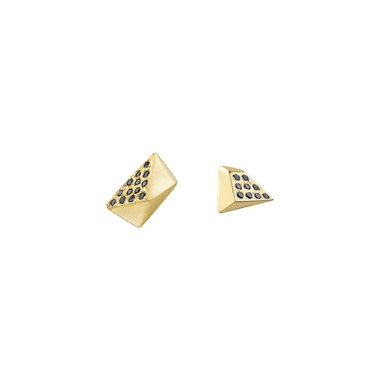 Diamond Pavé Mismatched Pi & Tri Stud Earrings
