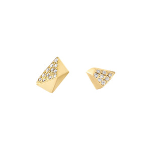 Diamond Pavé Mismatched Pi & Tri Stud Earrings
