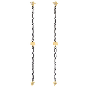 Long Pyramid Chain Post Drop Earrings