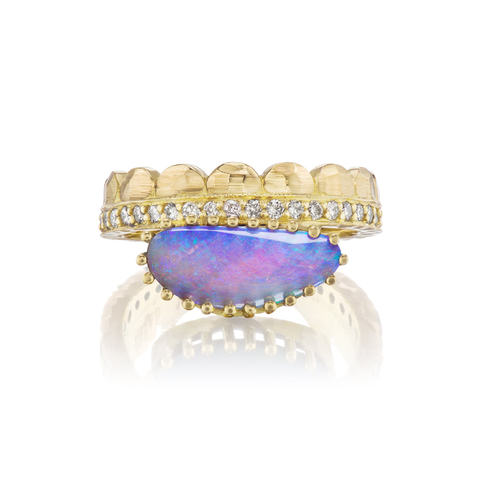 Half Moon Crown Ring with Australian Opal