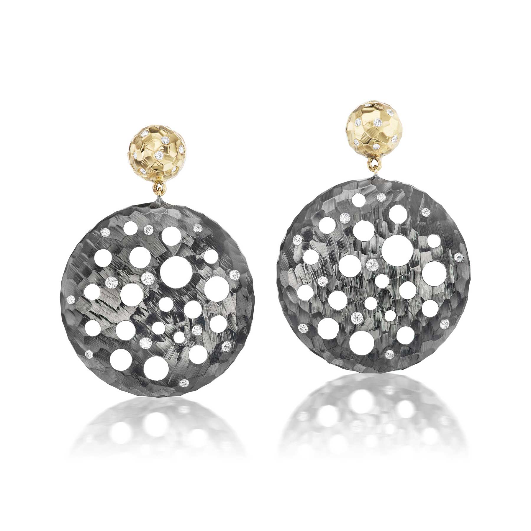 Medium Hammered Oculus Disco Drop Earrings