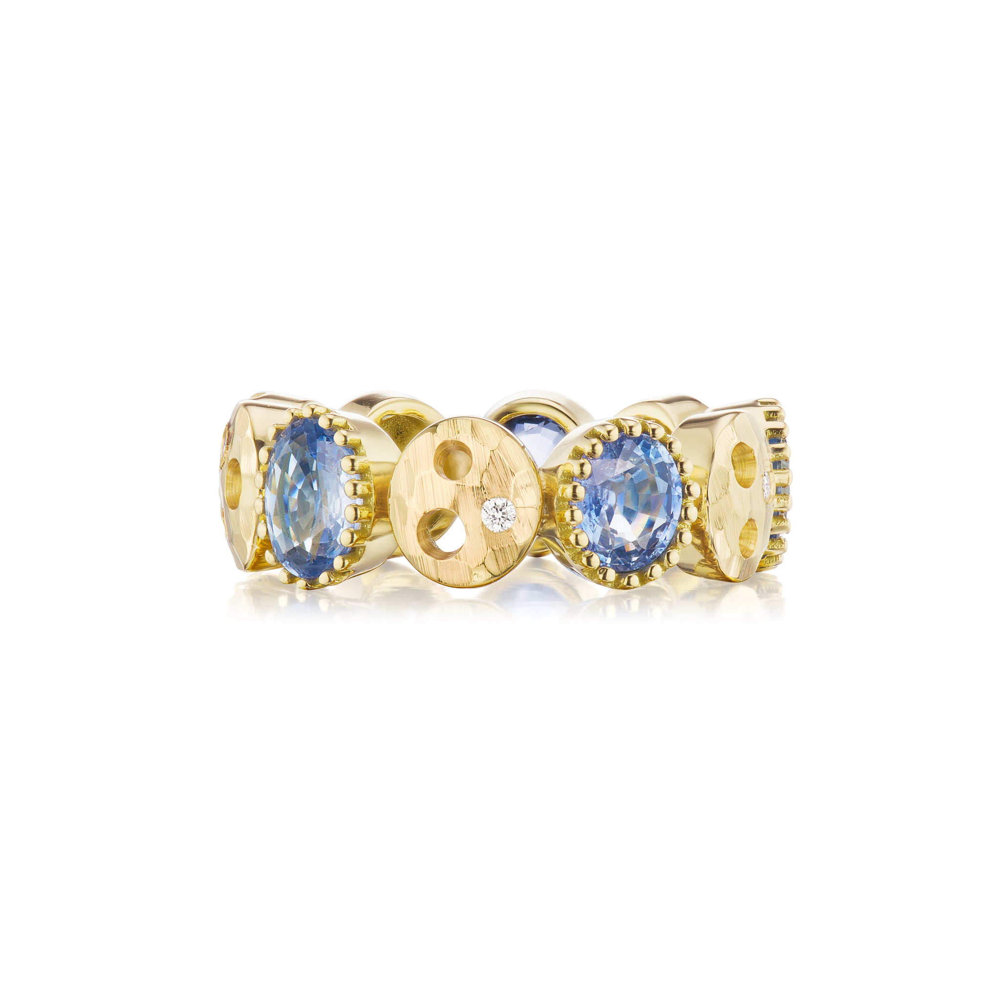 Oval Oculus & Eternity Band with Light Blue Sapphire