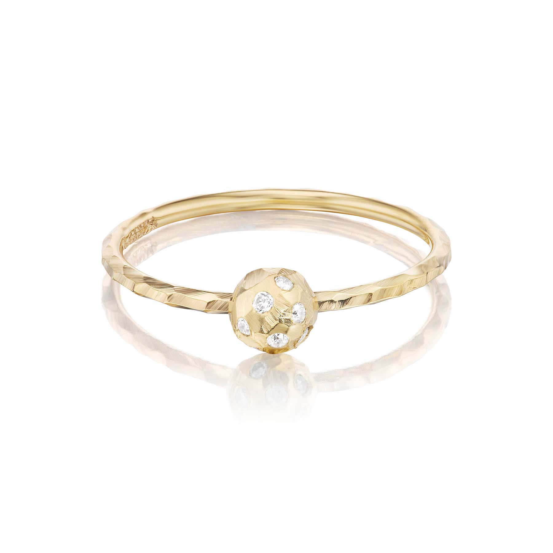 Hammered Dome Solitaire Ring
