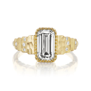 Tiered Steps Ring with Emerald Cut Diamond